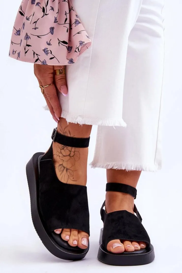 Discount Boto Wygodne Sandały Damskie Na Platformie Czarne Rubie