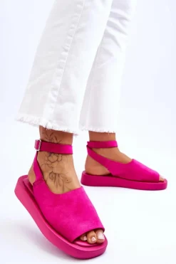 Damskie Boto Wygodne Sandały Damskie Na Platformie Fuksja Rubie