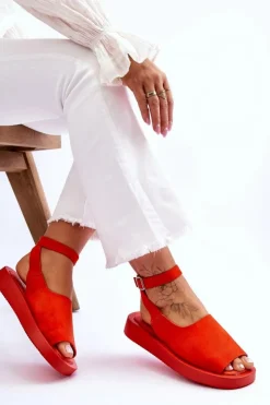 Best Boto Wygodne Sandały Damskie Na Platformie Ciemnopomarańczowe Rubie