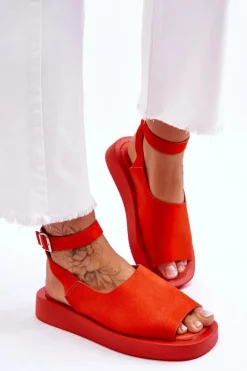 Best Boto Wygodne Sandały Damskie Na Platformie Ciemnopomarańczowe Rubie