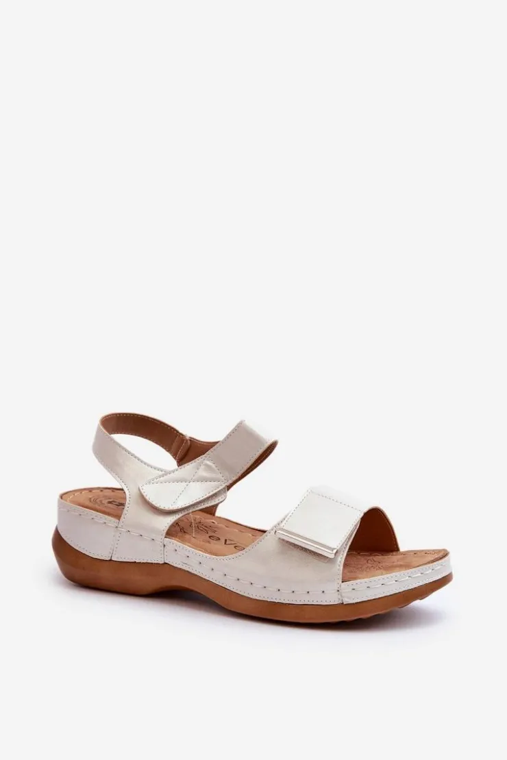 Best Evento Wygodne Sandały Damskie Na Rzep Srebrne Iphiope Szary