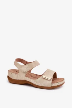 Damskie Evento Wygodne Sandały Damskie Na Koturnie Beżowe Sadevale