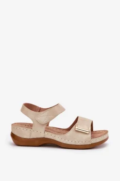 Damskie Evento Wygodne Sandały Damskie Na Koturnie Beżowe Sadevale
