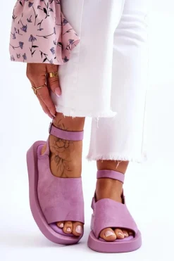 Damskie Boto Wygodne Sandały Damskie Na Platformie Fioletowe Rubie