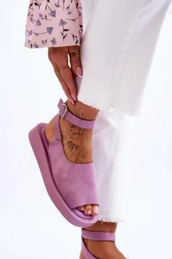 Damskie Boto Wygodne Sandały Damskie Na Platformie Fioletowe Rubie