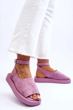 Damskie Boto Wygodne Sandały Damskie Na Platformie Fioletowe Rubie