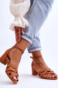 Damskie Boto Wygodne Sandały Na Niskim Obcasie Camel Camelia