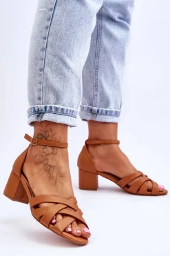 Damskie Boto Wygodne Sandały Na Niskim Obcasie Camel Camelia