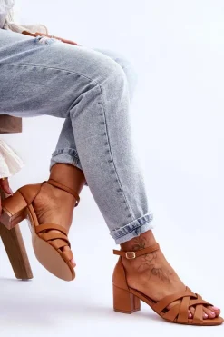 Damskie Boto Wygodne Sandały Na Niskim Obcasie Camel Camelia