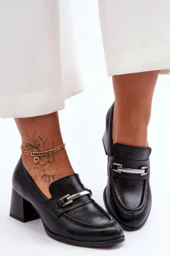 Discount Boto Wygodne Skórzane Czółenka Czarne Lemar Damira Czarny