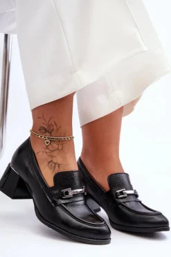 Discount Boto Wygodne Skórzane Czółenka Czarne Lemar Damira Czarny