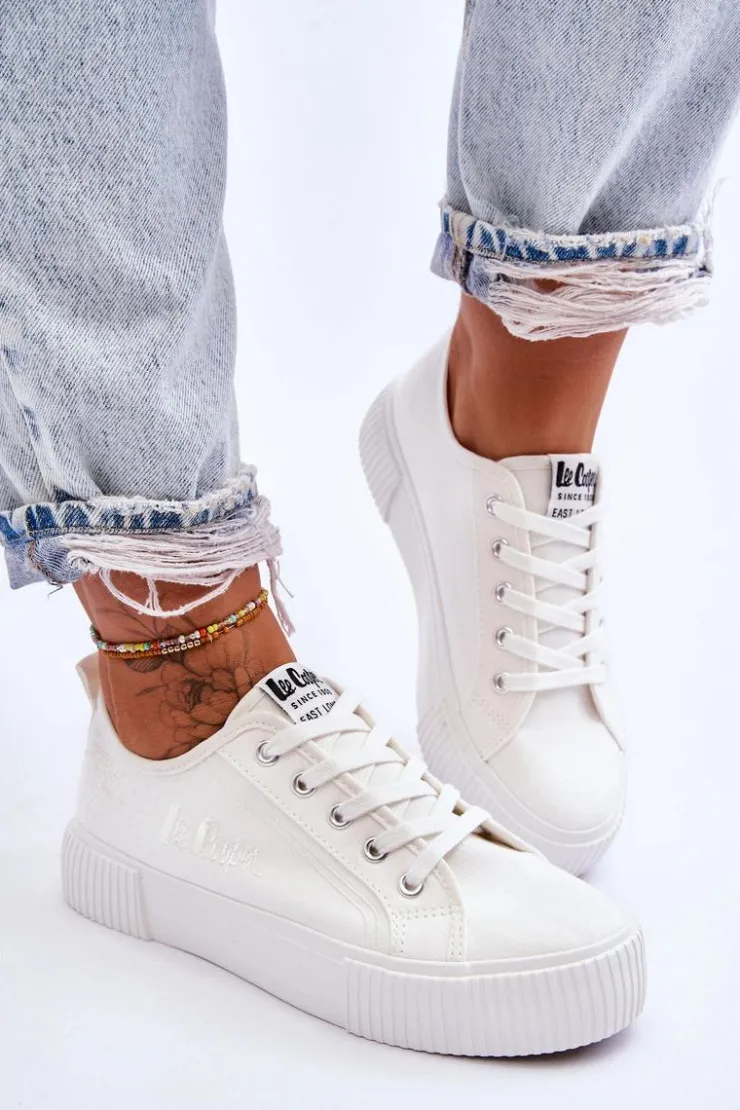 Damskie Lee Cooper Wygodne Trampki Na Platformie LCW-23-31-1806L Białe