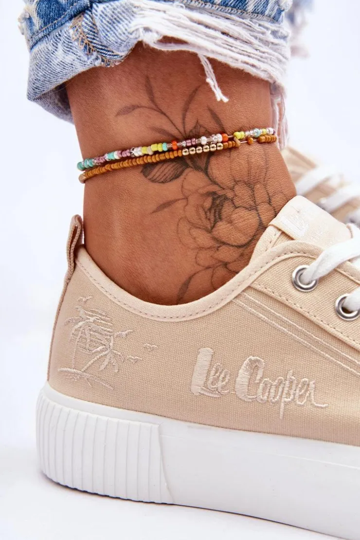Lee Cooper Trampki Damskie Niskie*Wygodne Trampki Na Platformie LCW-23-31-1808L Beżowe