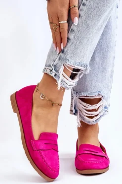 Boto Mokasyny Damskie Zamszowe*Wygodne Zamszowe Damskie Mokasyny Fuksja Lucca