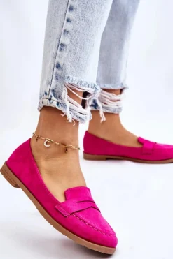 Boto Mokasyny Damskie Zamszowe*Wygodne Zamszowe Damskie Mokasyny Fuksja Lucca