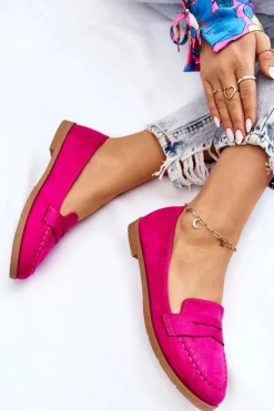 Boto Mokasyny Damskie Zamszowe*Wygodne Zamszowe Damskie Mokasyny Fuksja Lucca