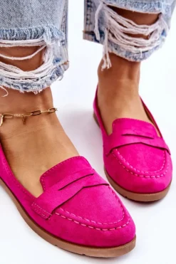 Boto Mokasyny Damskie Zamszowe*Wygodne Zamszowe Damskie Mokasyny Fuksja Lucca
