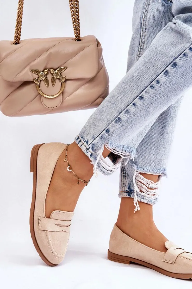 Online Boto Wygodne Zamszowe Damskie Mokasyny Beżowe Lucca