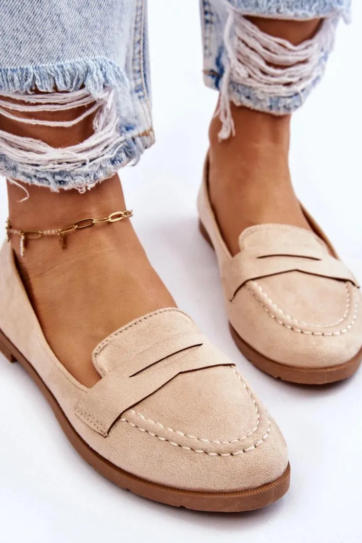 Online Boto Wygodne Zamszowe Damskie Mokasyny Beżowe Lucca