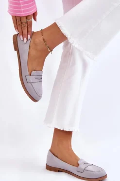 Boto Mokasyny Damskie Zamszowe*Wygodne Zamszowe Damskie Mokasyny Szare Lucca