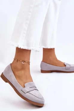 Boto Mokasyny Damskie Zamszowe*Wygodne Zamszowe Damskie Mokasyny Szare Lucca