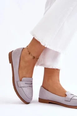 Boto Mokasyny Damskie Zamszowe*Wygodne Zamszowe Damskie Mokasyny Szare Lucca