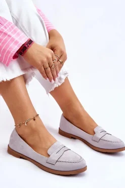 Boto Mokasyny Damskie Zamszowe*Wygodne Zamszowe Damskie Mokasyny Szare Lucca