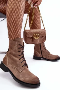 Boto Botki Ocieplane|Botki Skórzane*Wygodne Zamszowe Ocieplane Botki Jasnobrązowe Lemar Revin Brązowy