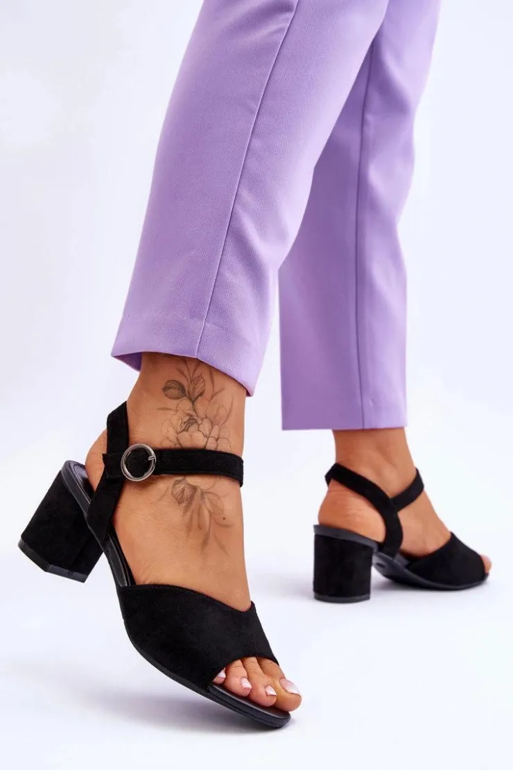 Damskie Buty damskie Vinceza Wygodne Zamszowe Sandały Na Słupku Czarne Bellamy