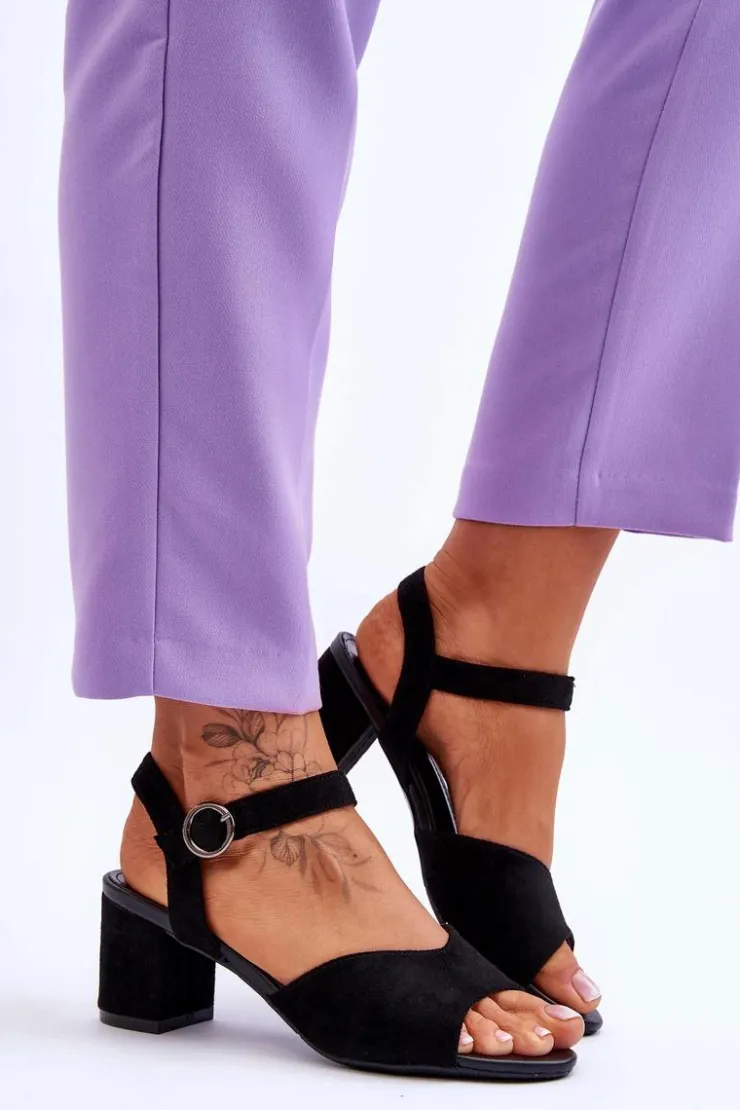 Damskie Buty damskie Vinceza Wygodne Zamszowe Sandały Na Słupku Czarne Bellamy