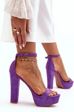 Damskie Boto Wygodne Zamszowe Sandały Na Wysokim Słupku Fioletowe Essence