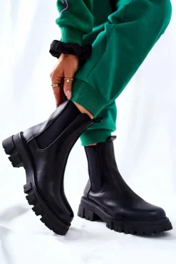 Boto Czarne Botki|Botki Zimowe Damskie*Wysokie Botki Sztyblety Czarne Hallam