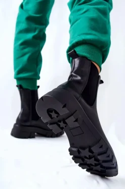 Boto Czarne Botki|Botki Zimowe Damskie*Wysokie Botki Sztyblety Czarne Hallam