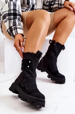 Boto Botki Wiosenne|Czarne Botki*Wysokie Botki Workery Na Suwak Czarne Nerisa