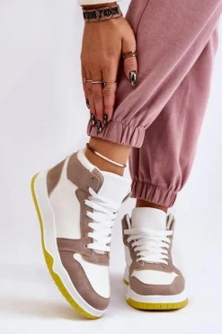 Hot Boto Wysokie Damskie Buty Sportowe Trampki Biało-Beżowe Rumour