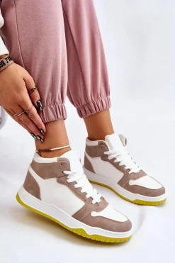 Hot Boto Wysokie Damskie Buty Sportowe Trampki Biało-Beżowe Rumour