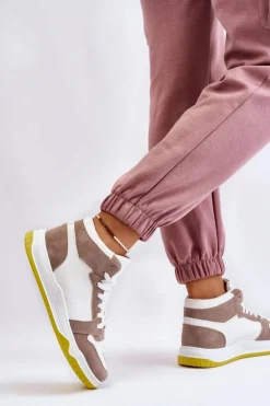 Hot Boto Wysokie Damskie Buty Sportowe Trampki Biało-Beżowe Rumour