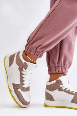 Hot Boto Wysokie Damskie Buty Sportowe Trampki Biało-Beżowe Rumour