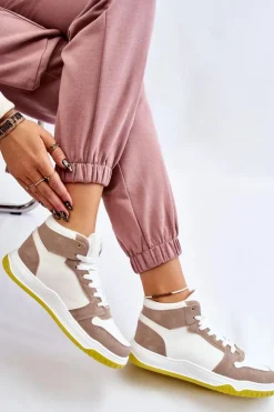 Hot Boto Wysokie Damskie Buty Sportowe Trampki Biało-Beżowe Rumour