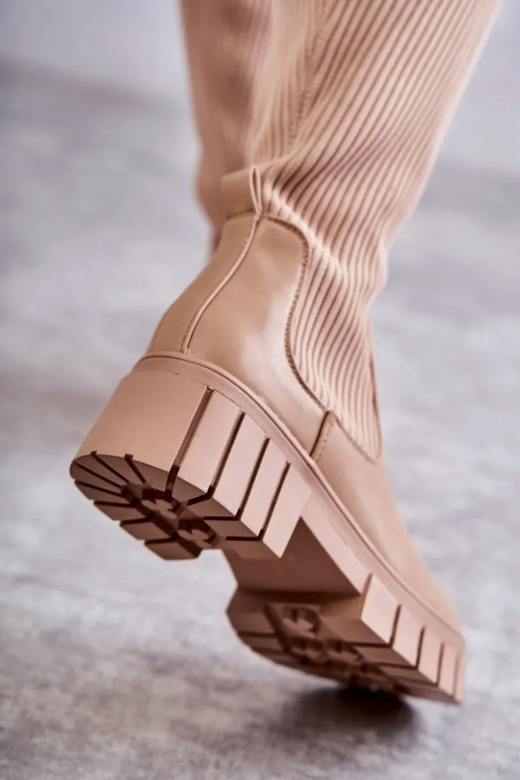 Boto Muszkieterki|Kozaki Wiosenne*Wysokie Damskie Kozaki Za Kolano Beżowe Austin Beżowy