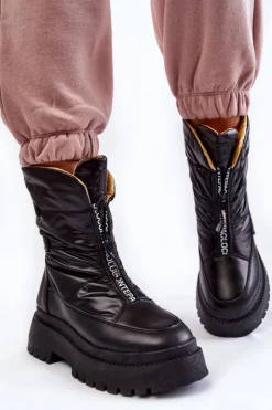 Outlet Buty damskie Vinceza Wysokie Damskie Śniegowce Na Suwak Czarne Moira