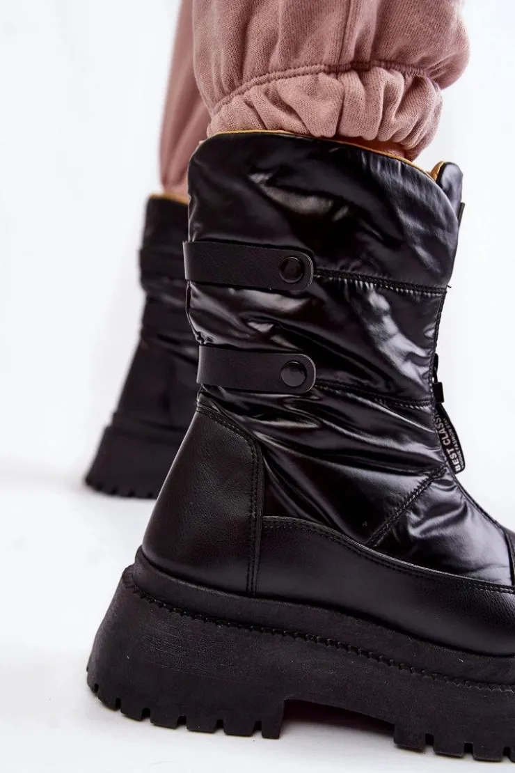 Outlet Buty damskie Vinceza Wysokie Damskie Śniegowce Na Suwak Czarne Moira