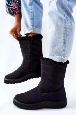 Damskie Boto Wysokie Damskie Ocieplane Śniegowce Czarne Luxina