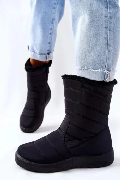 Damskie Boto Wysokie Damskie Ocieplane Śniegowce Czarne Luxina