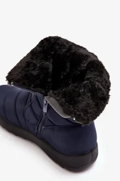 Damskie Boto Wysokie Damskie Ocieplane Śniegowce Granatowe Luxina