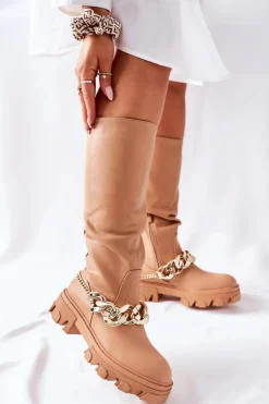 Clearance Boto Wysokie Kozaki Camel Cecina Brązowy