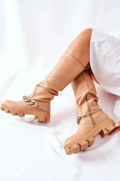 Clearance Boto Wysokie Kozaki Camel Cecina Brązowy