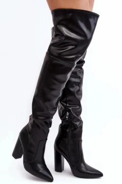Boto Muszkieterki|Kozaki Za Kolano*Wysokie Kozaki Damskie Za Kolano Na Słupku Czarne Jeine