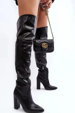 Boto Muszkieterki|Kozaki Za Kolano*Wysokie Kozaki Damskie Za Kolano Na Słupku Czarne Jeine