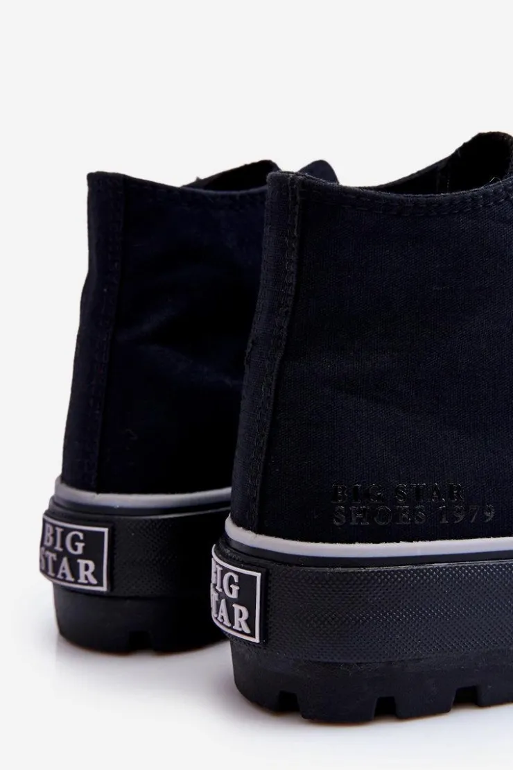 Discount Big Star Shoes Wysokie Materiałowe Trampki Na Platformie Big Star LL274155 Czarne